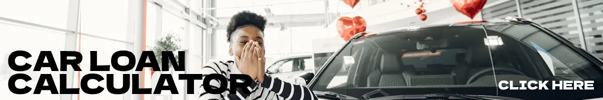 A woman is happy when using a Car loan calculator